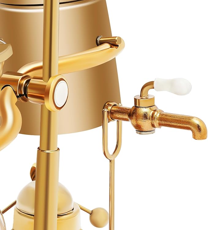 Retro Gold Siphon Coffee Maker - Vintage Vacuum Brewer with Creative Brewing Artistry & Auto-Safety Shutoff, Elegant Kitchen Decor for Home Baristas and Coffee Lovers