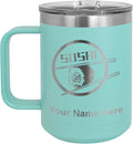 LaserGram 15oz Vacuum Insulated Coffee Mug, Sushi, Personalized Engraving Included (Teal)