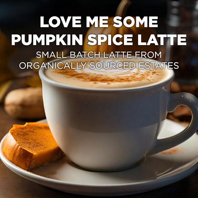 Maud's Pumpkin Spice Latte Flavored Coffee Pods, 18 ct, Medium Roast Flavored Coffee in Recyclable Single Serve Pods – 100% Arabica Beans, Compatible with Keurig K Cups Maker
