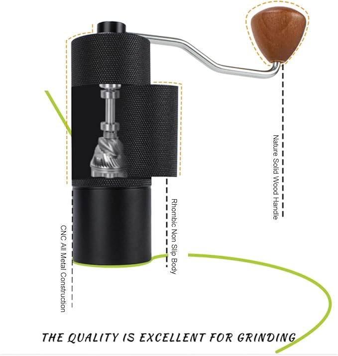 Manual Coffee Bean Grinder, Stainless Steel Handheld Coffee Machine, External Adjustment Scale for Travel