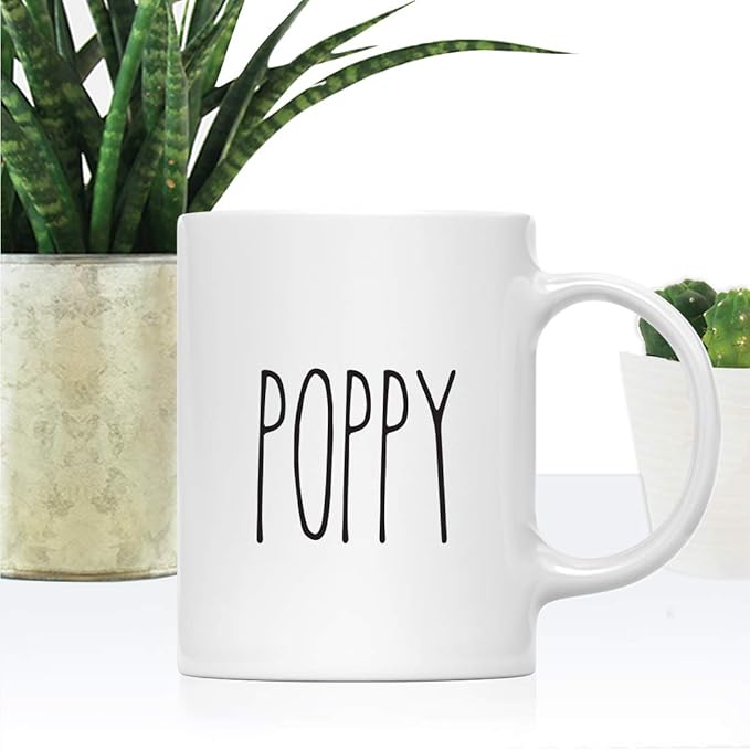 Andaz Press Simple Rustic Farmhouse Kitchen Decor 11oz. Ceramic Coffee Tea Mug Gift, Poppy, 1-Pack, Birthday Christmas Gift Ideas for Family, Friends
