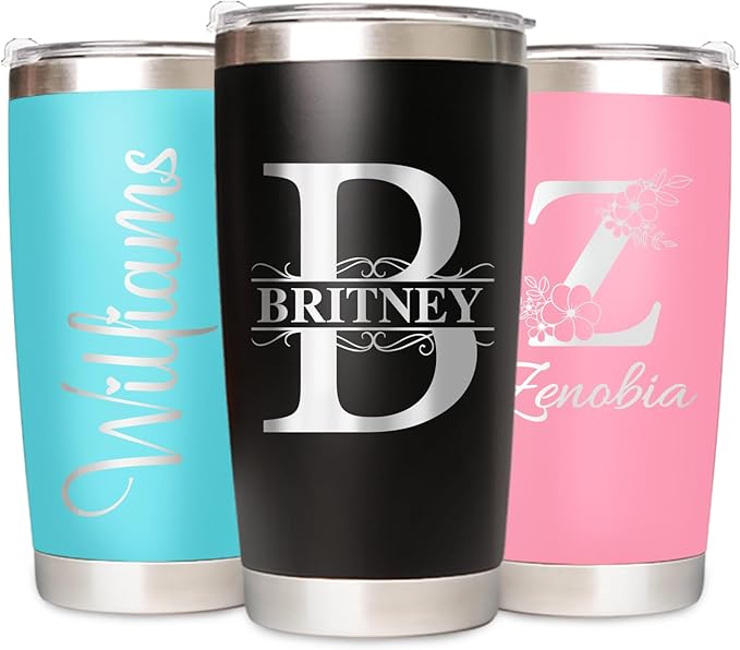 Personalized Tumbler with Text Name, Custom 20oz Bulk Insulated Travel Coffee Mug, Employee Appreciation Birthday Gifts for Women Men Teacher Nurse office Pack (20oz Engraved)