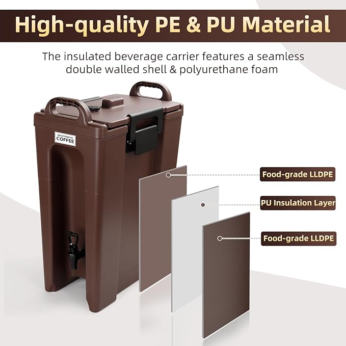 YUANHAO 5 GAL Brown Insulated Beverage Dispenser
