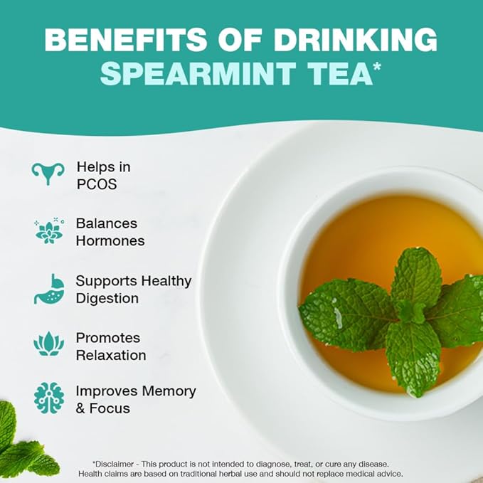 HANDPICK, Spearmint Tea Bags (100 Herbal Tea Bags) |Refreshing Mint Tea | Non-GMO | Round Eco-Conscious Teabags