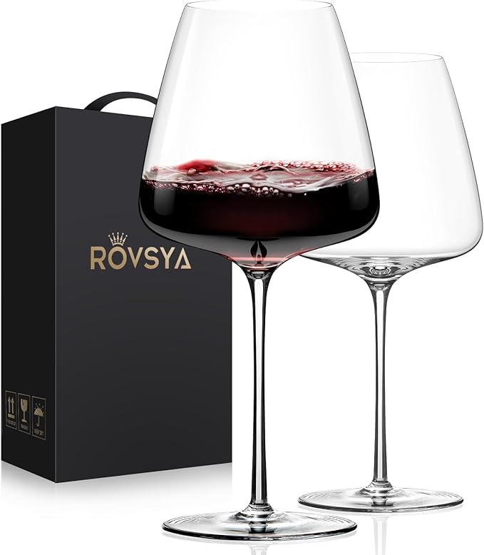 OJA Red Wine Glasses Set of 2, Large Burgundy Glasses 23 OZ, Hand Blown Crystal Glass Light, Clear, Best for Wine tasting, Birthday, Christmas, Anniversary, Father's Day