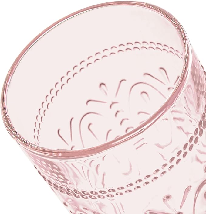 CREATIVELAND Drinking Glasses,Water Drinking Glass (Pink, 15.5)
