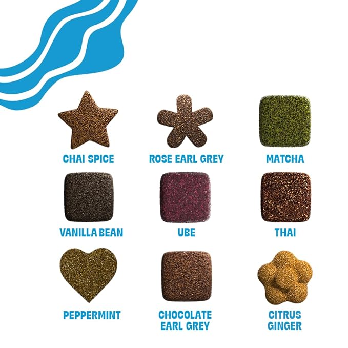 Tea Drops Holiday Gift Set | Organic Dissolvable Loose Leaf Tea | Microplastic-Free | Chai Spice Chocolate Earl Grey Citrus Ginger Rose Matcha Peppermint Ube Vanilla Bean Thai | 9 Sampler Assortment - 1 Per Flavor