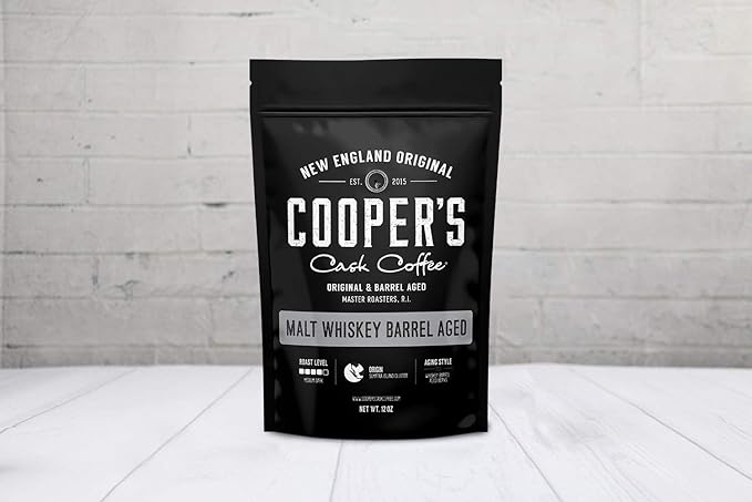 Single-Malt Whiskey Barrel Aged Coffee - Ground - Single Origin Sumatra Coffee Beans Aged in Stout Whiskey Barrels - UPRISING- 2lb Bag