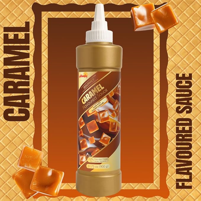 Gulluoglu Topping Sauce – Caramel Dessert Sauce, 10.14 fl oz 300g | Squueze Bottle | Perfect for Ice Cream, Cakes & Coffee, Topping (3 pack, Caramel)