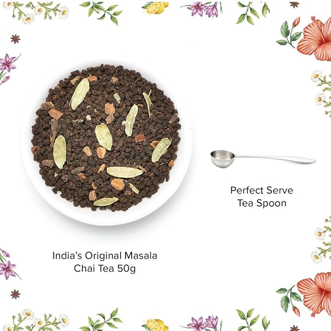 VAHDAM Masala Chai Gift Kit (1.75 ounce) | Signature Masala Chai Loose Leaf Tea in Tin Caddy with Premium Tea Spoon | Authentic Indian Chai Ritual | Elegant Gift Box | Christmas Tea Gift Set
