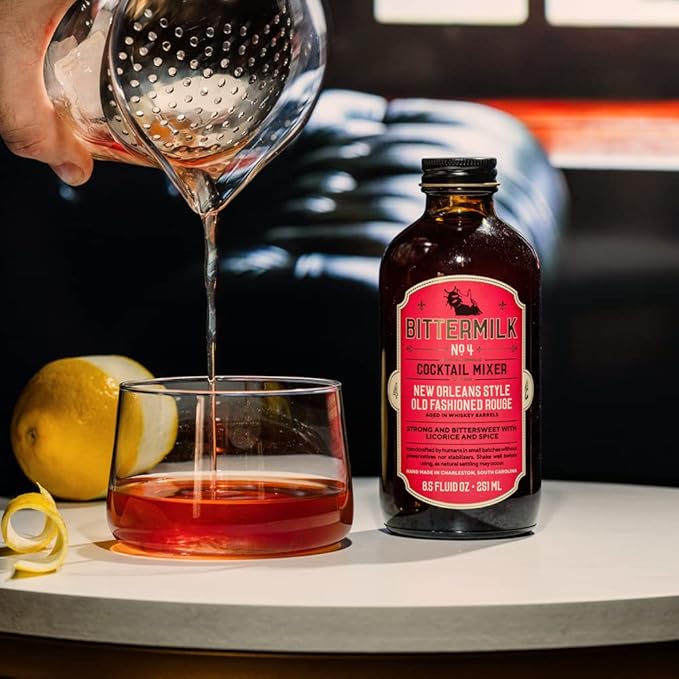 Bittermilk No.4 New Orleans Style Old Fashioned Rouge – Old Fashioned Mix - All Natural Handcrafted Cocktail Mixer – Makes 17 Cocktails