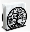 Tree of Life Decorative Black Metal Napkin Holder for Table, 5.3" x 4.9" x 1.9" Tree Standing Napkin Holder for Home Kitchen Restaurant Picnic Party Coffee Bar Dining Room
