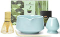 Artcome Matcha Tool Set - Complete Kit with Matcha Bowl with Spout, Bamboo Whisk, Tea Scoop & Whisk Holder, Celadon Blue