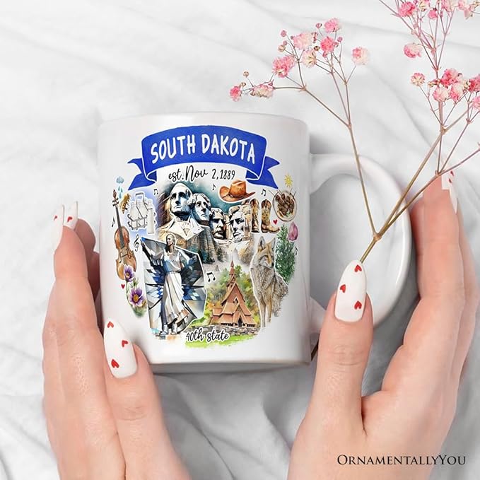 OrnamentallyYou Artistic South Dakota State Themes and Landmarks Mug