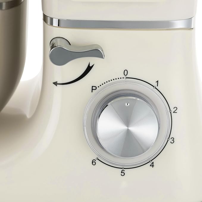 Stand Mixer, 6.5 Quart, 6+1 Speed Tilt-Head Kitchen Mixer, Copper Motor, Household Food Mixer with Bowl, Flat Beater, Dough Hook, Egg Whisk fit for Kitchens, Small Restaurants, Bakeries (White)