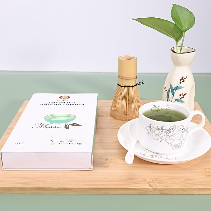 Taiping HK Green Matcha Tea 10 Single Serve Stick Packs For Cooking, Baking, Latte, Smoothie, Hot & Iced Drinks - Antioxidant-Rich, Helps Support Digestive Health - Unsweetened,Vegan(10 Count)