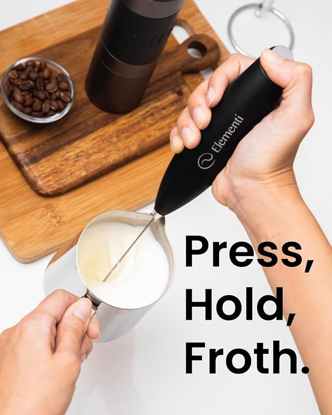 Elementi Pink Milk Frother Wand - Electric Handheld Matcha Whisk - Hand Frother for Coffee & Frappe Maker - Coffee Mixer - Electric Drink Stirrer - Hand Held Blender Stick & Mini Mixer (Hot Pink)