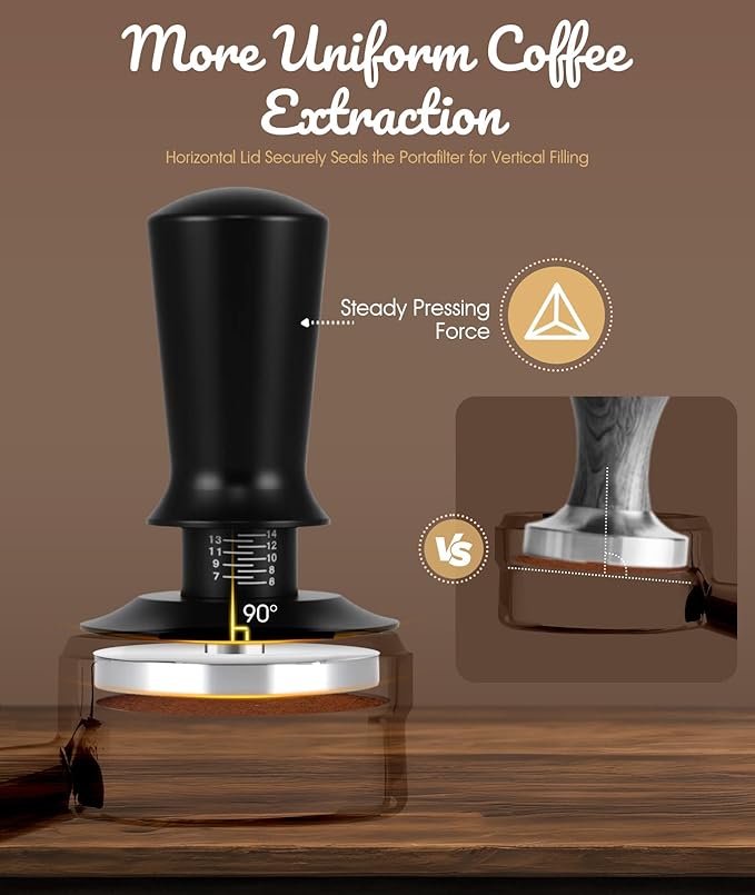 58MM Espresso Tamper - Professional Coffee Press with Non-Slip Base, Calibrated Pressure, Ergonomic Handle for Barista & Home Brewing (Black)