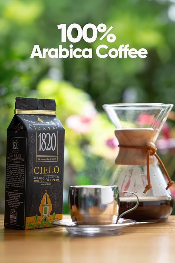 Café 1820 Cielo Gourmet, Premium Costa Rican Ground Coffee 100% Arabica, Medium Roast, High Altitude Coffee with Fruity Notes & Acidity, 12 oz (2 Pack)