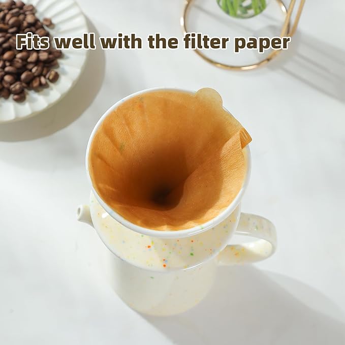 Pour Over Coffee Maker Set,Ceramic Pour Over Coffee Dripper Set with 20 Count Paper Coffee Filters,for Home Café Restaurant Camping,15.8 Ounces(Multi-Color Dot)