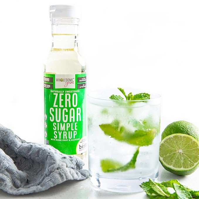 Wholesome Yum Keto Simple Syrup - Skinny Sugar Free Simple Syrup With Monk Fruit & Liquid Allulose - Natural Sweetener For Drinks, Cocktails, Coffee, & Cooking - Low Carb, Gluten Free (12 fl oz)