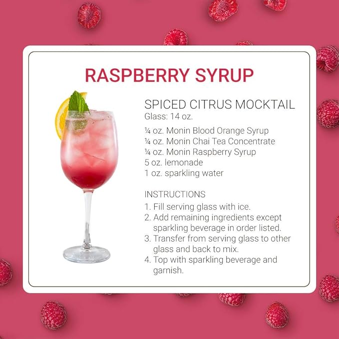 Monin - Summer Variety Pack, Fruit Flavored Syrup, Mango, Strawberry, Raspberry, & Watermelon Syrup, Simple Syrup for Margaritas, Lemonade, Cocktails, & More, Clean Label (1 Liter, 4-Pack)