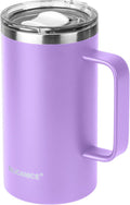 14/24oz Insulated Coffee Mug Cup With Handle, 304 Stainless Steel Vacuum Insulation, Tritan Detachable Slider Lid, BPA Free, Dishwasher Safe - Office & Home -Lilac