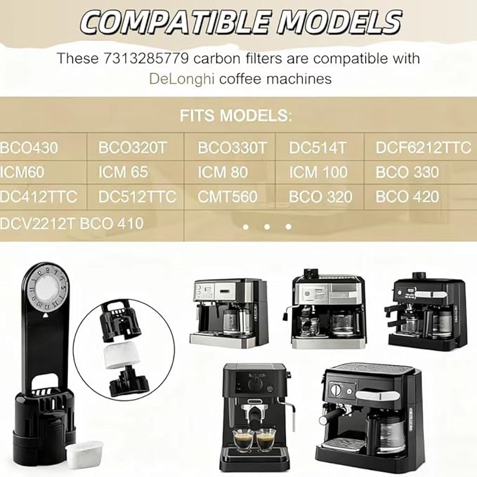 7313285779 Coffee Filter Replacement For Delonghi Espresso Machines, Carbon Filters Espresso Machine Filter Replacement Parts For Coffee Maker- 6 PCS