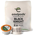 Fresh Roasted Coffee, Organic Black Knight envipods | BPI Compostable, USDA Organic, Kosher | Dark Roast | 12 Count for K Cup Brewers | Not for use in Ninja or Hamilton Beach Brewers