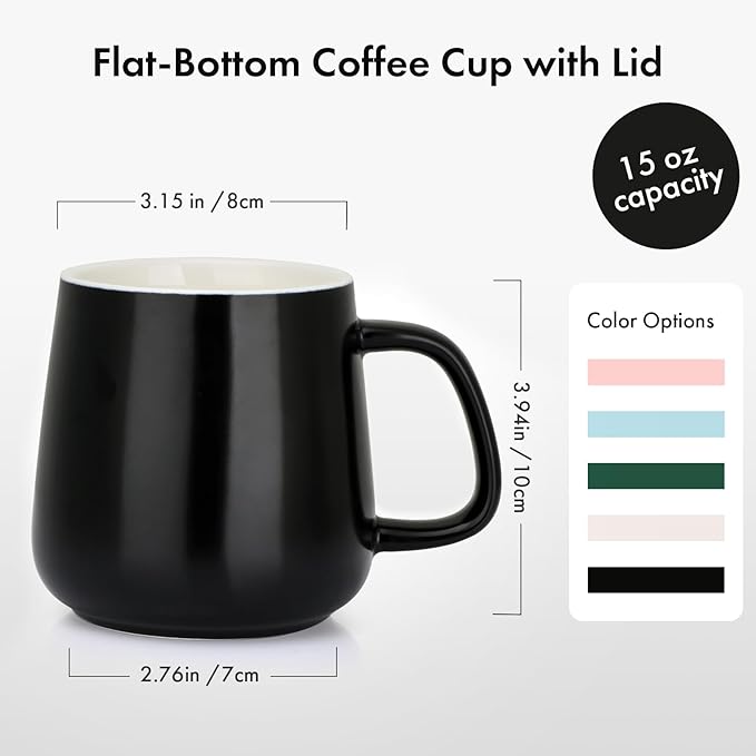 VOBAGA Coffee Mug Warmer Coffee Gift Set, Come with 15 oz Ceramic Mug (Black