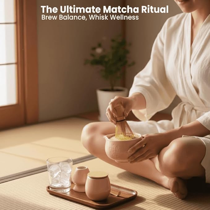 Matcha Whisk Set Traditional Matcha Set with Matcha Bowl | Complete Matcha Kit for Japanese Tea Ceremony - Pink