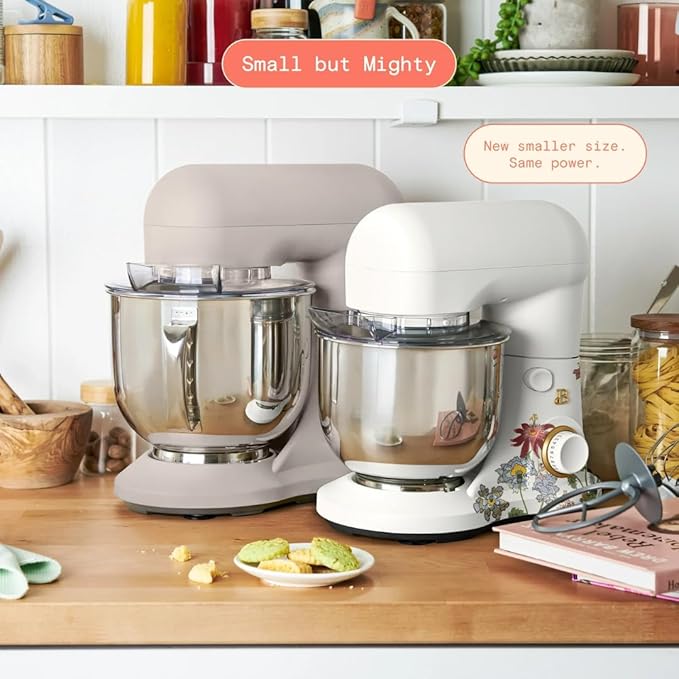 Beautiful 3.5QT 300W Stand Mixer with 12 Speeds, Tilt-Head, Splash Guard & Dishwasher-Safe Accessories, Soft Matte Finish Mixes Up to 5 Dozen Cookies, (Wildflower White Icing)