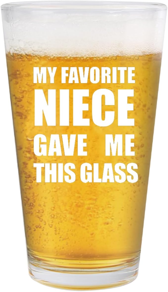 Jogskeor Aunts and Uncle Gift, My Favorite Niece Gave Me This Beer Glass 16oz Funny Gifts For Aunts Uncle, Best Birthday Christmas Gift Pint Glasses