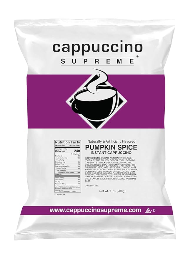 Cappuccino Supreme 6 x 2 lb bags Pumpkin Spice Instant Cappuccino Mix