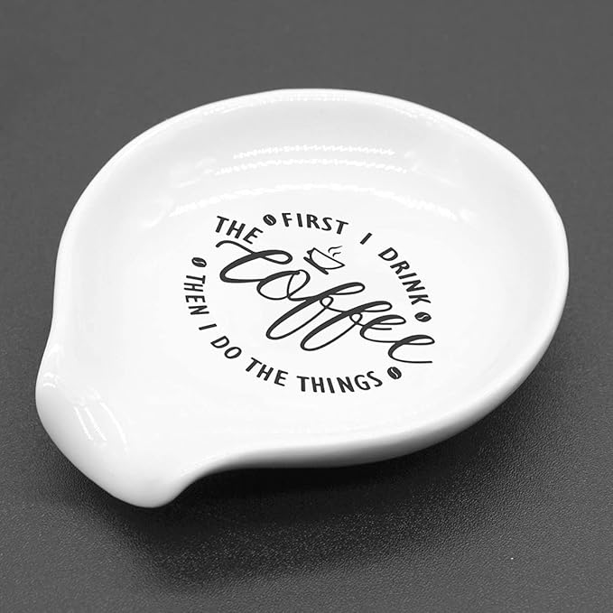 Funny Coffee Spoon Rest-But First Coffee Ceramic Spoon Holder-Cafe Station Bar Accessories