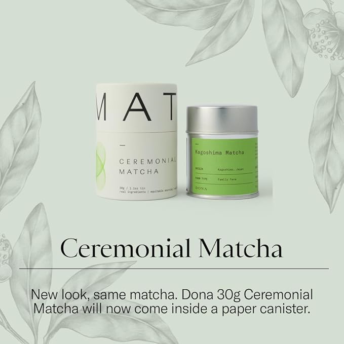 Dona First Flush Ceremonial Grade Matcha, Stone-Milled from Shizuoka, Kagoshima, and Kyoto Family Tea Estate, Hot or Iced, 1.1 Ounce Airtight Sealed Tin
