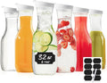 Water Carafe with Lid, 32 Oz Round Plastic Pitcher for Drinks, Milk, Mimosa Bar Supplies, Iced Tea, Juice Containers with Lids for Fridge, BPA-Free, NOT DISHWASHER SAFE, 6 Pack