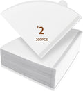 200 Count Cone Coffee Filters, Coffee Filters #2 Disposable, V60 Cone Paper Filter for Pour Over and Drip Coffee Maker, Suitable for Home Coffee Shop (White，2-4 Cup)