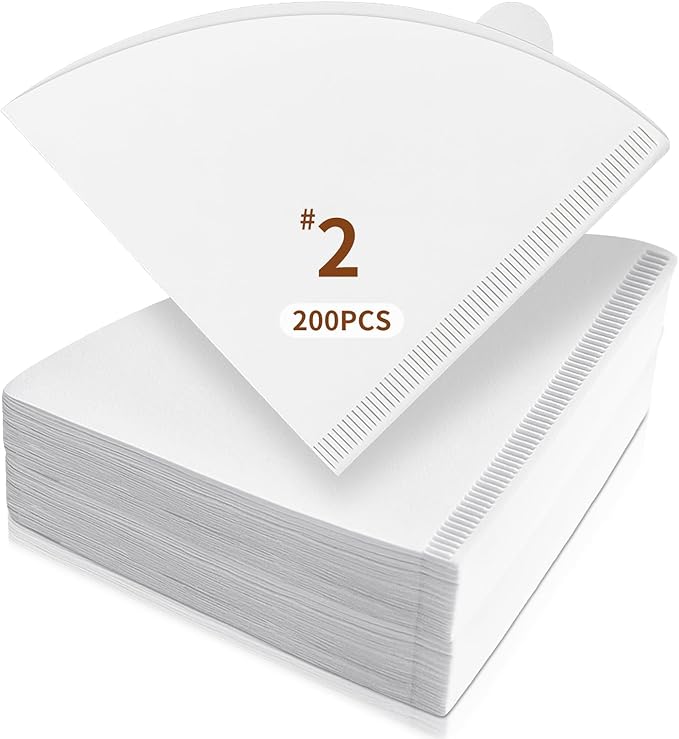 200 Count Cone Coffee Filters, Coffee Filters #2 Disposable, V60 Cone Paper Filter for Pour Over and Drip Coffee Maker, Suitable for Home Coffee Shop (White，2-4 Cup)