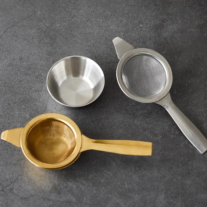 2.2" Mini Matcha Sifter, 30 Fine Mesh T304 Stainless Steel, Tea Strainer, Cocktail Strainer with Base (Gold)