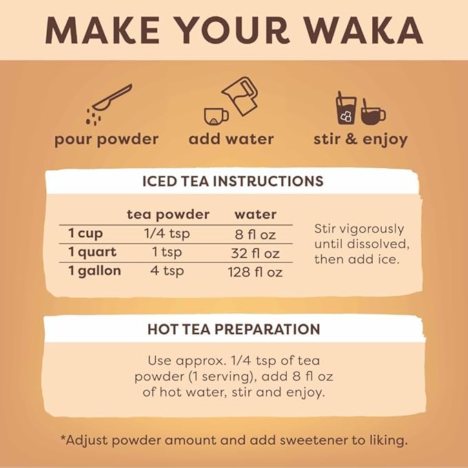 Waka Premium Instant Coffe & Tea Bundle & Save — No Sugar Added & Unsweetened Concentrated Tea Powder (Decaf, Classic Black, Chai Traditional)