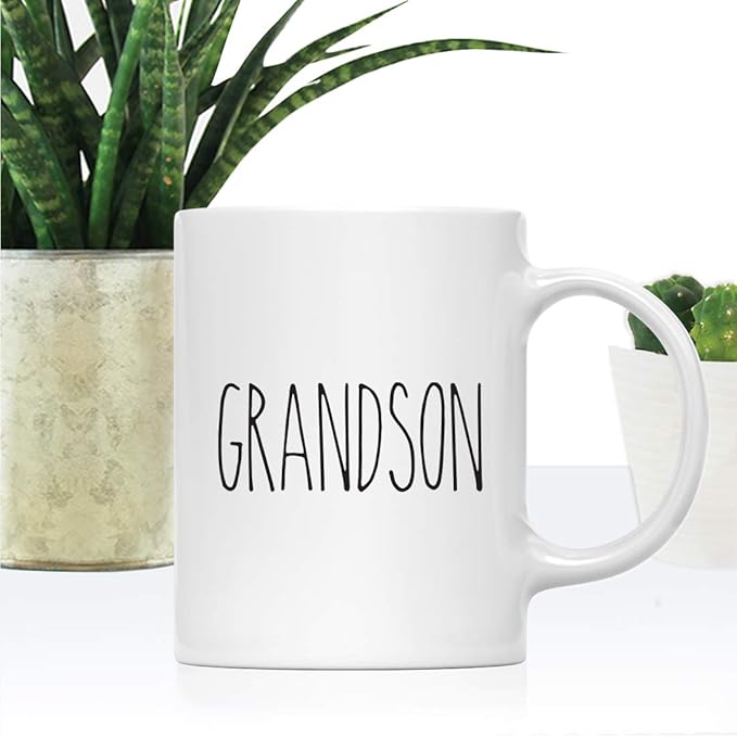 Andaz Press Simple Rustic Farmhouse Kitchen Decor 11oz. Ceramic Coffee Tea Mug Gift, Grandson, 1-Pack, Birthday Christmas Gift Ideas for Family, Friends