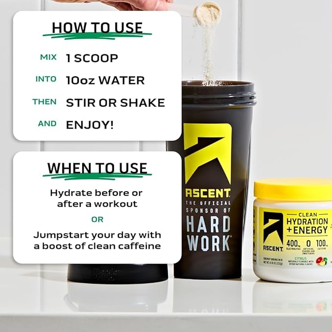 Ascent Citrus Hydration Plus Energy, 8.17 OZ