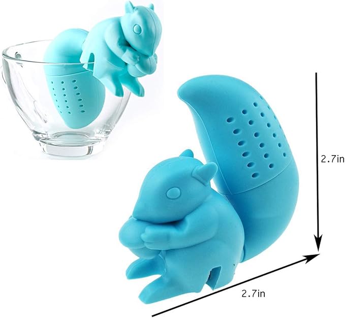 Konrisa Silicone Tea Infuser Set of 6,Creative Animal Tea Ball Strainer Tea Filters Loose Leaf Cute Tea Infuser Strainer Gift For Tea Lovers Includes Unicorn Owl Elephant Shark Squirrel Lemon