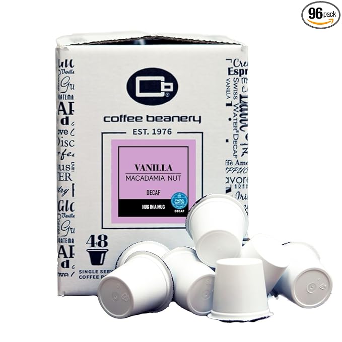 Vanilla Macadamia Nut Decaf Coffee Pods by Coffee Beanery | 96ct Bulk Flavored Decaf Coffee Pods Medium Roast Coffee