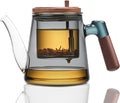 PARACITY Enchanti Tea Pot,650ml/22oz Glass Teapot with Removable Infuser,One Button Press to Filter the Tea Soup,Tea Water Separation Design, Borosilicate Glass Tea Infuser for Loose Leaf Oriental Tea