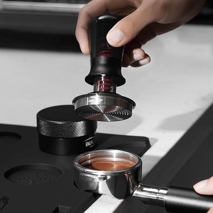 IKAPE 53mm Semi-Transparent Coffee Tamper for Espresso, Spring Calibrated with Threaded Premium Stainless Steel Base, Suitable for 54mm Breville Bottomless Portafilters(New Upgrade)
