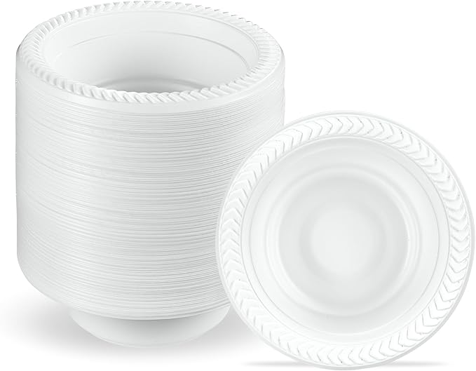 PLASTICPRO 800 PCS White Plastic Bowls 5 oz Premium Quality Light Weight Dishes Disposable Small Plastic Bowls for Dessert Appetizers Soups for Parties Weddings
