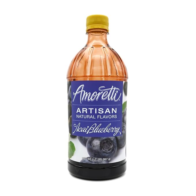 Amoretti - Natural Acai Blueberry Artisan Flavor Paste, 8 oz, Perfect For Ice Cream, Beverages, Cakes, and more, Preservative Free, Vegan, Gluten Free, No Artificial Sweeteners, Highly Concentrated