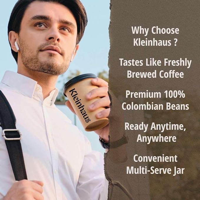 Kleinhaus Dark Roast Nano Instant Coffee + Microground | 100% Colombian Arabica Coffee | Freeze dried | Fresh Brewed Taste | 3.5 oz Jar (2 Pack, Dark Roast)